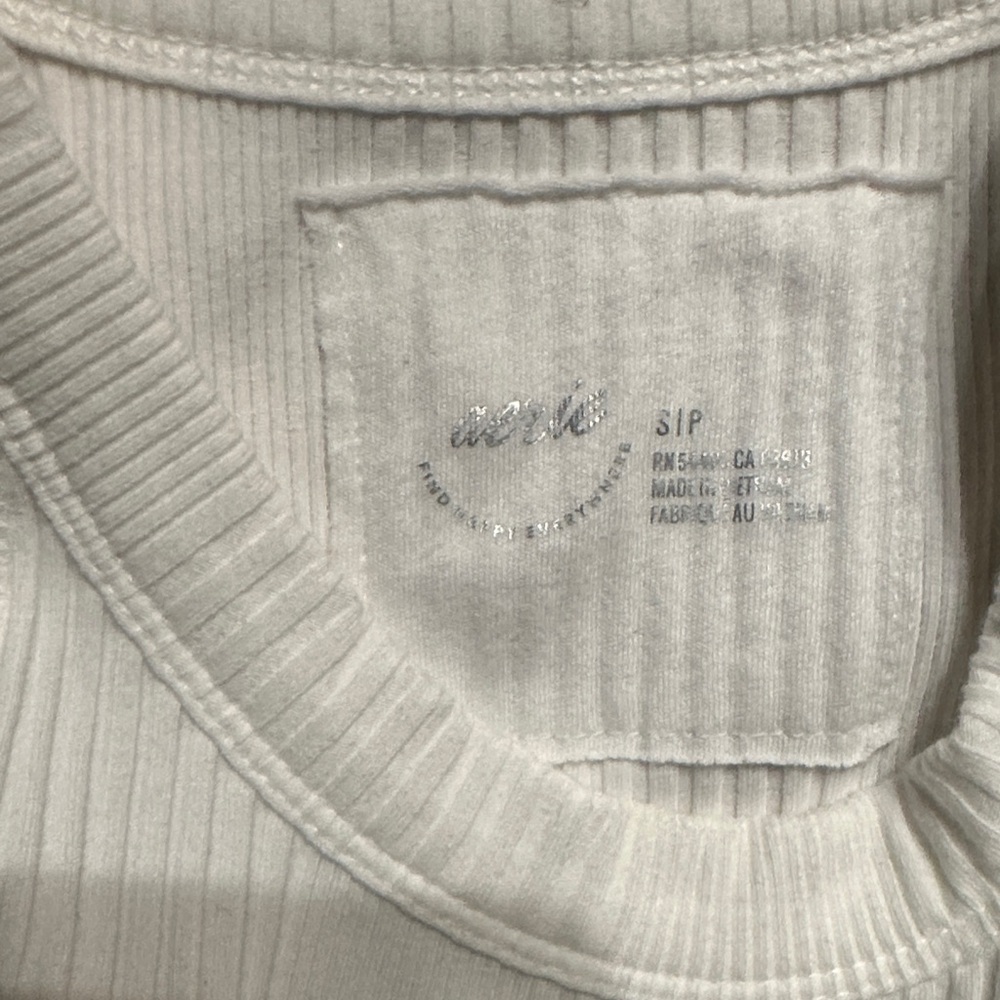 aerie Cream Ribbed Racerback Cropped Tank - Picture 2 of 3